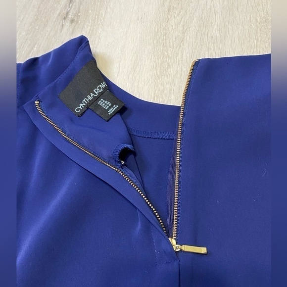 Cynthia Rowley Navy Mini Dress with Cap Ruffle Sleeve, Navy, Size 6 - Picture 7 of 13